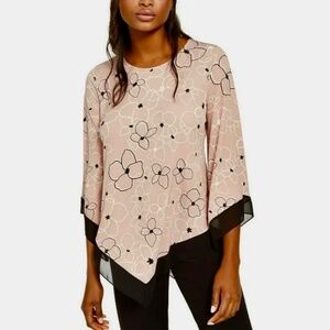 Alfani Women's Printed Pointed Hem Top Pink Size Medium